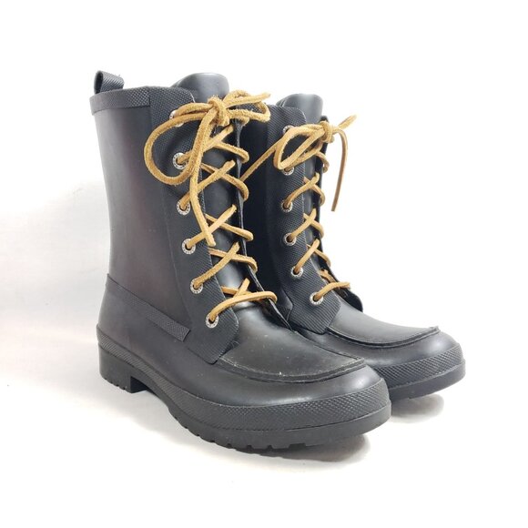 Sperry Womens Size 6 Waterproof Rubber Lace-Up Boots Black - Picture 2 of 9
